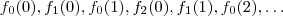f_0(0), f_1(0), f_0(1), f_2(0), f_1(1), f_0(2), \ldots