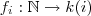 f_i: \mathbb N \to k(i)